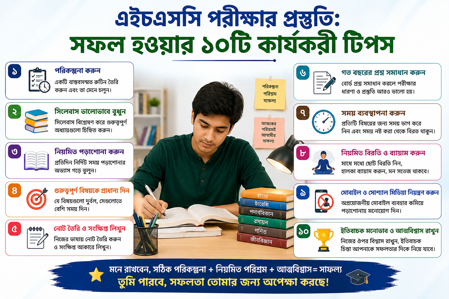এইচএসসি পরীক্ষার প্রস্তুতি: সফল হওয়ার ১০টি কার্যকরী টিপস
